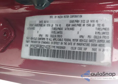 2011 Mazda Mx-5 Miata Grand Touring z USA, uszkodzony, nr VIN JM1NC2PF9B0214006